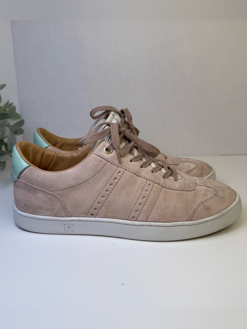 Rubirosa Womens ODILE D Tan & Green Suede Leather Sneakers Shoes EU 39 US 8.5